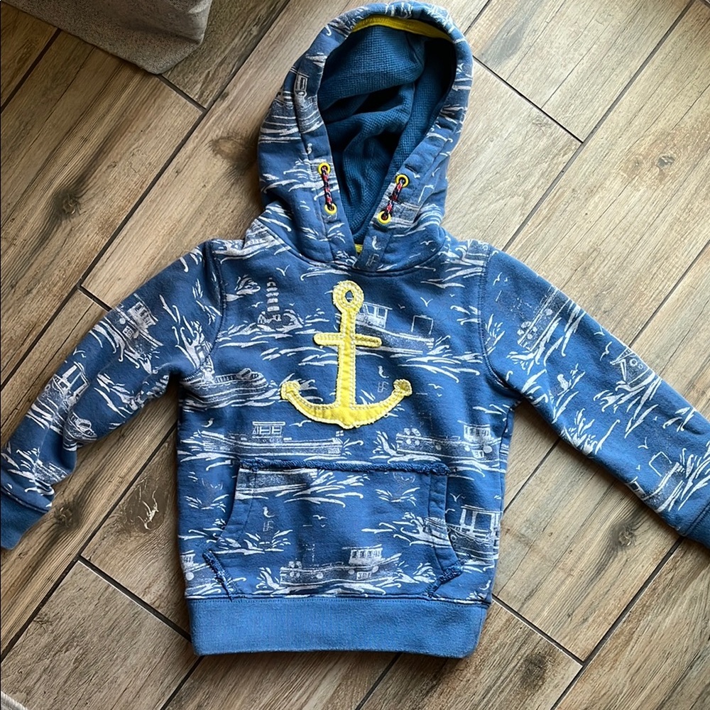 Blue Kids Hoodie with Anchor Design